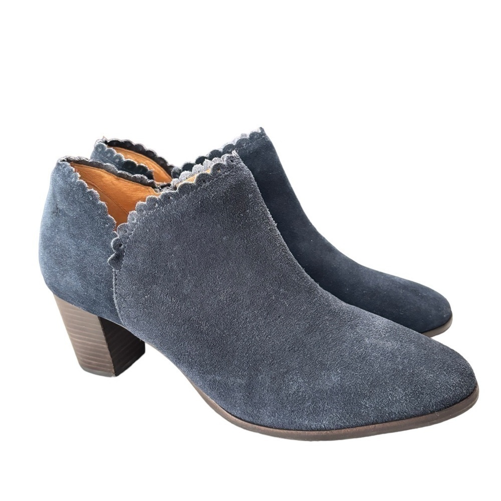 Jack Rogers Women’s Marianne Navy Blue Suede Ankle Boots Size 11 Stacked Heel